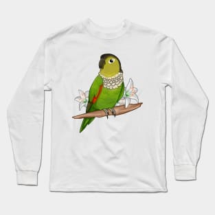 Cute Black Capped Conure with Lillies Long Sleeve T-Shirt